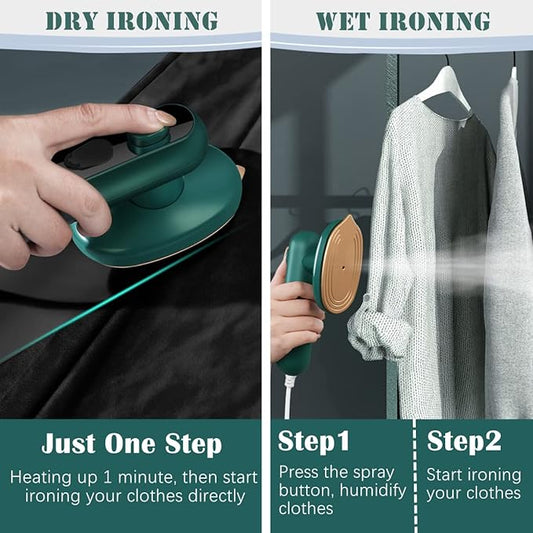 Mini Travel Iron for Clothes, Portable Mini Iron for Travel, Portable Mini Ironing Machine for Dry & Wet Ironing